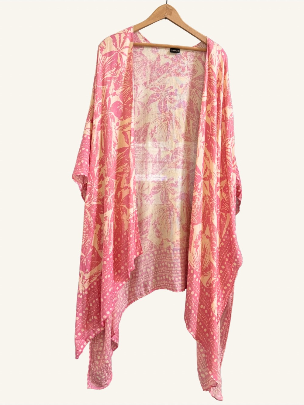 SAACHI Pink Tropical Floral Open Front Wrap One Size